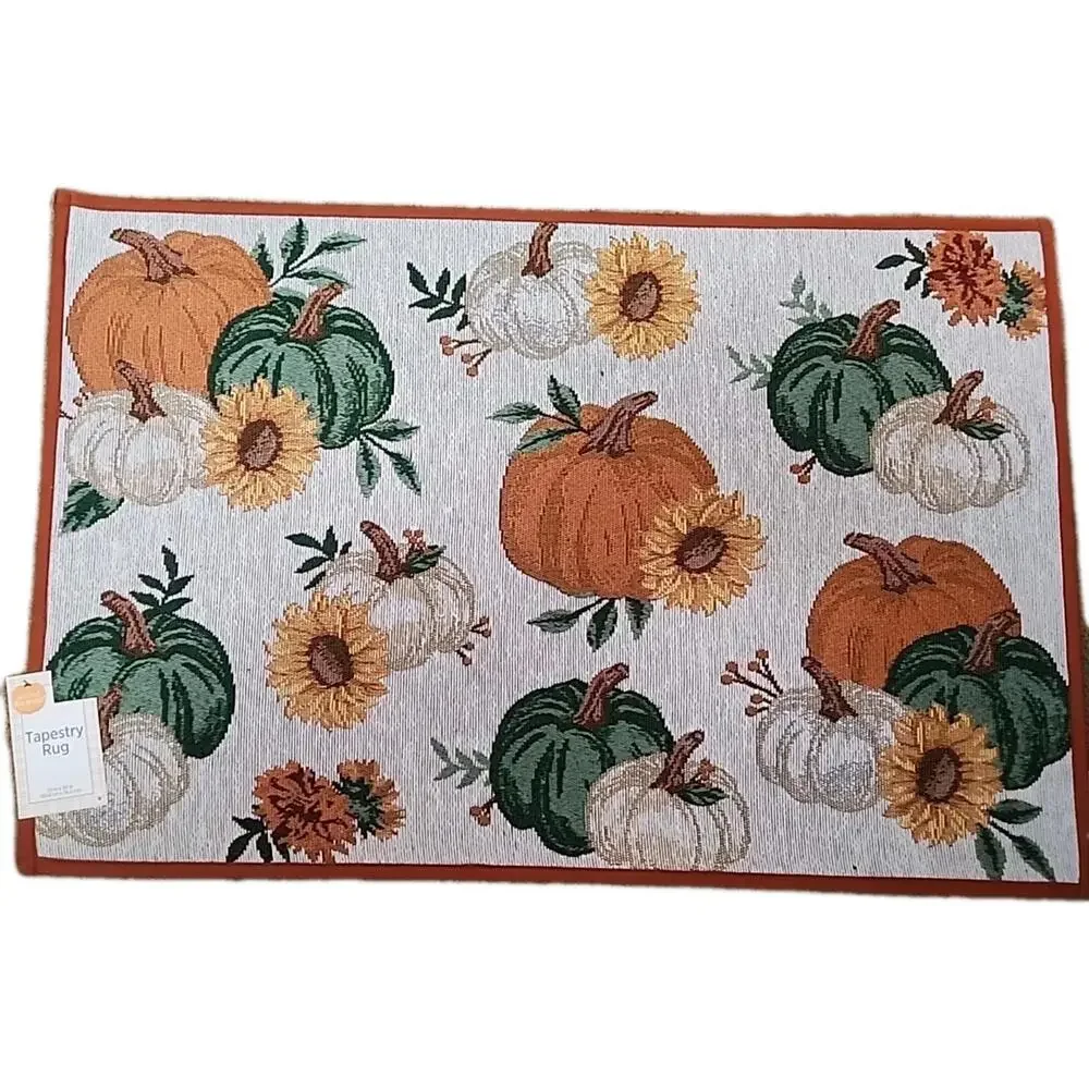 Perfect Harvest Tapestry Pumpkins/Fall Autumn Rug